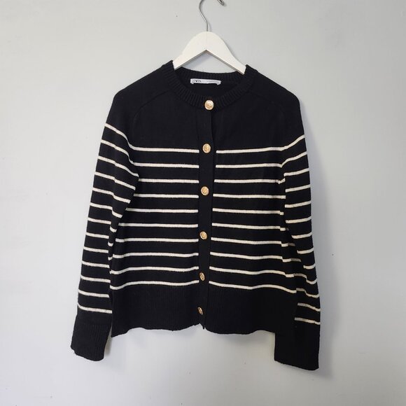 ZARA | Sailor-Striped Cardigan - Picture 3 of 11